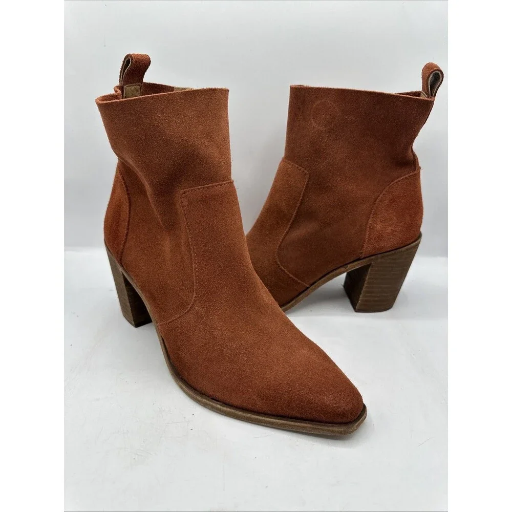 NEW Antonio Melani Red Brown‎ Bishop Suede Boots Women's Size 9.5 M